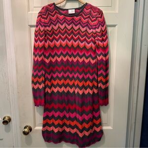 Hanna Anderson Chevron Long Sleeve Dress Size 14-16 US